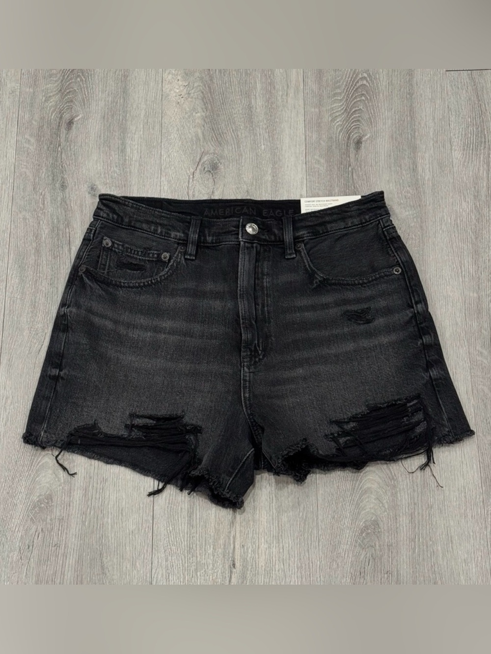 American Eagle Outfitters Highest Rise Black Distressed Boyfriend Jean Shorts